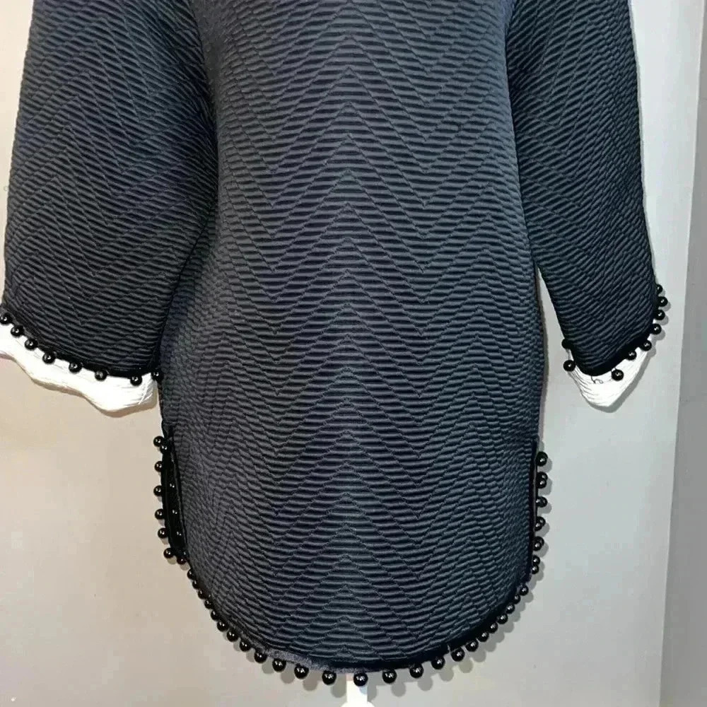 Tory Burch Beaded chevron-jacquard coat Size 10 - Picture 8 of 11